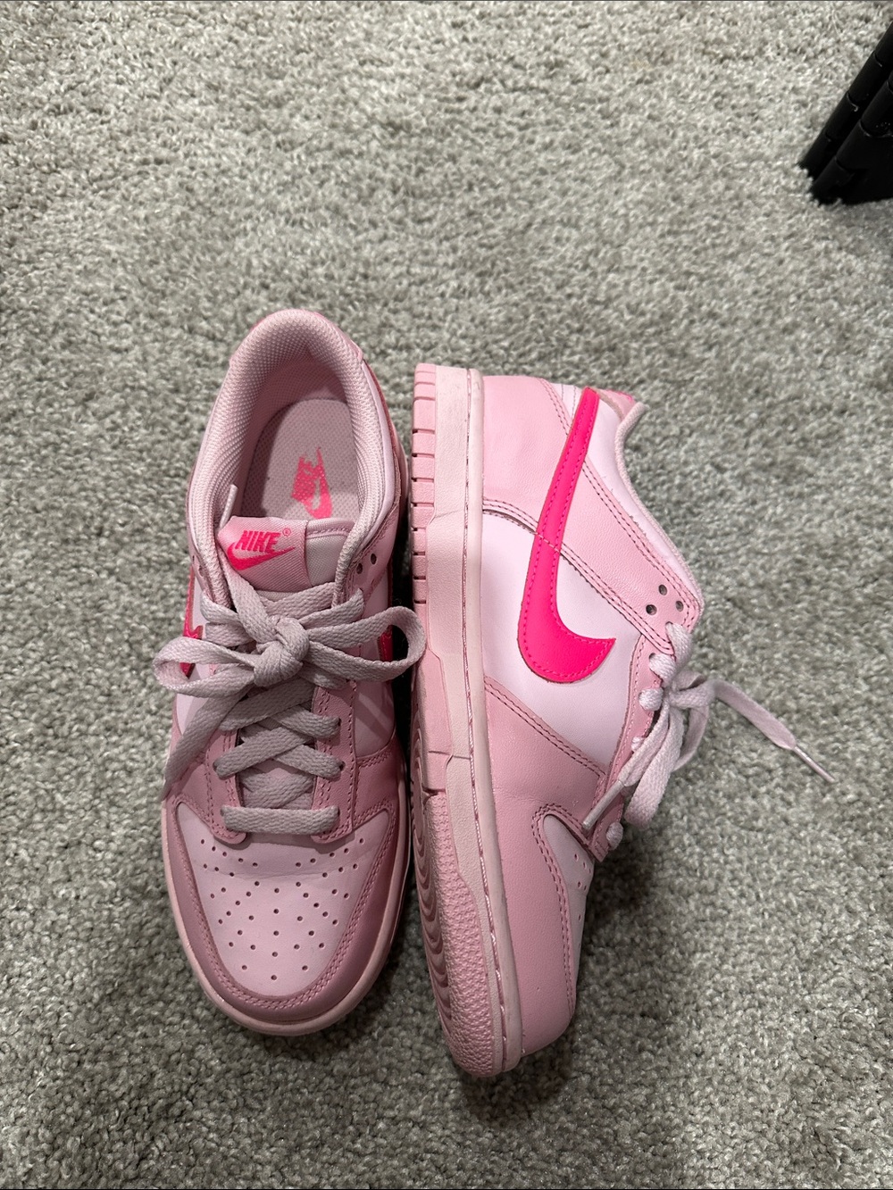 Nike Kids Pink Sneakers with Hot Pink Swoosh